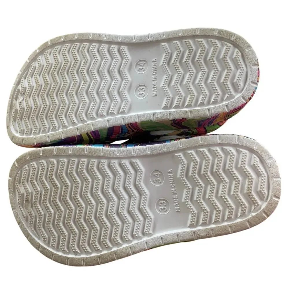Mallaza Kids SIze 3/4 Rainbow Swirl Slip On Heel Strap Garden Clog Sandal Shoes